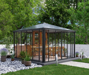 Palram-Canopia geschlossener Aluminium Pavillon LEDRO 3600 3,6x3,6m 12x12 Polycarbonat/Acryl